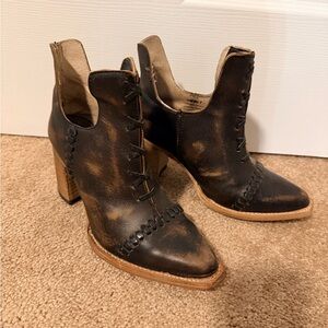 Freebird Distressed Black and Brown Ankle Booties
